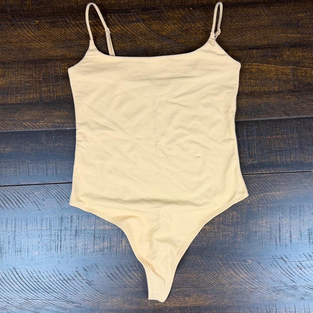 Babaton Contour Spaghetti Strap Bodysuit Tan M Aritzia Minimalist Layering
